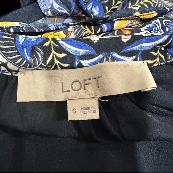 Loft Blue and Yellow Floral Tiered Dress Size Small - Picture 12 of 12